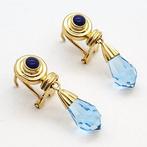 Oorbellen - 18 karaat Geel goud - 0.20ct. tw. Saffier -, Handtassen en Accessoires, Oorbellen, Nieuw