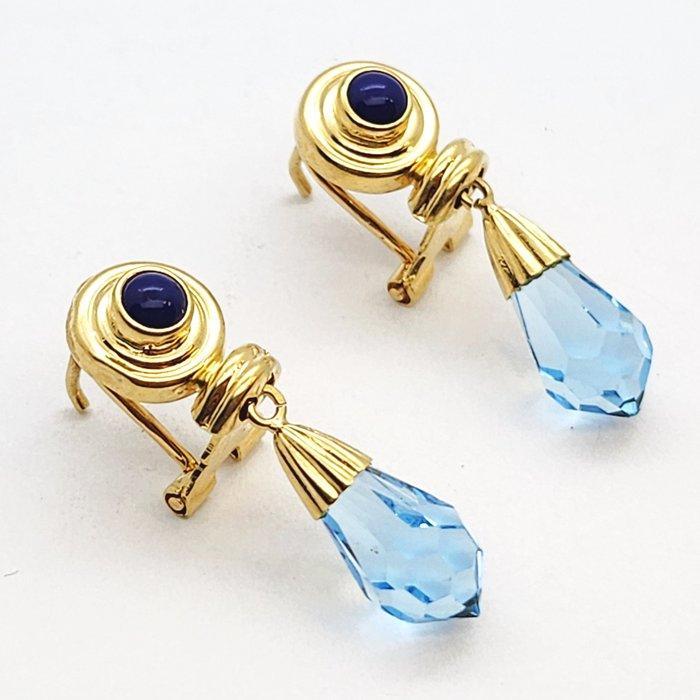 Oorbellen - 18 karaat Geel goud - 0.20ct. tw. Saffier -, Handtassen en Accessoires, Oorbellen