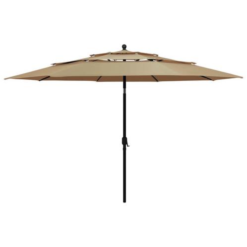 vidaXL Parasol 3-laags met aluminium paal 3,5 m taupe, Tuin en Terras, Parasols, Nieuw, Verzenden