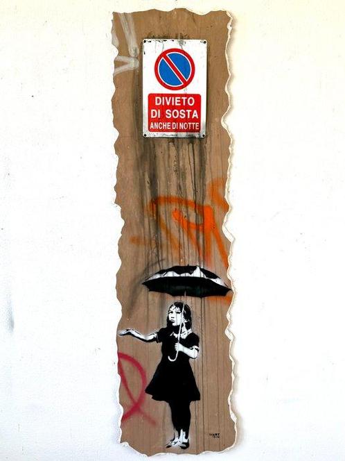 Mart Signed - Umbrella Girl REMAKE BANKSY, Antiek en Kunst, Kunst | Schilderijen | Modern