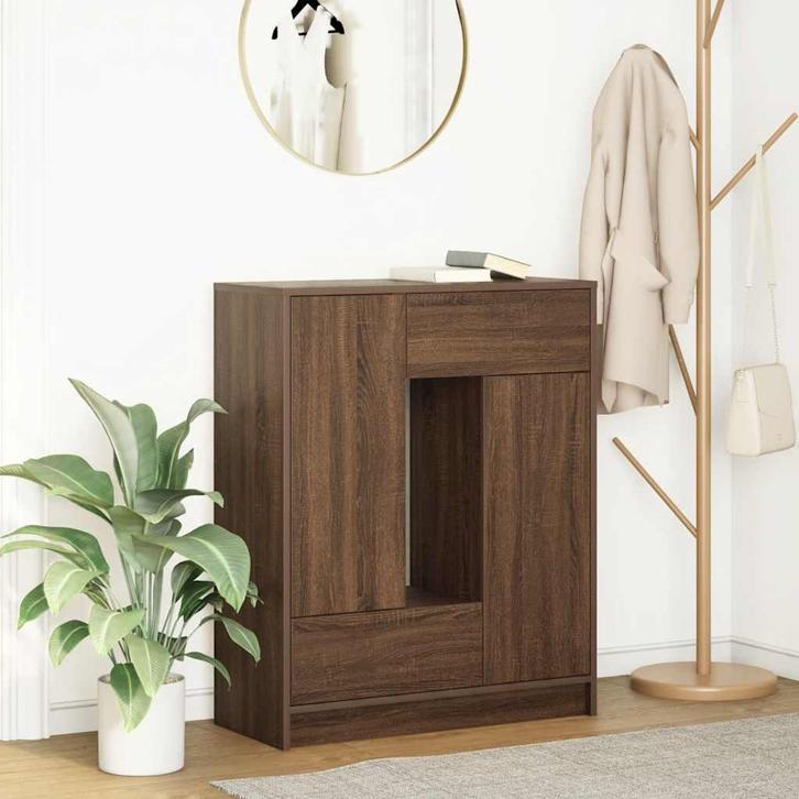 vidaXL Dressoir met lades en deuren 73x31x90 cm bruin eiken, Huis en Inrichting, Kasten | Dressoirs, Nieuw, Verzenden