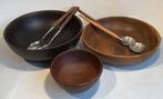 Schaal - Hout en metaal - Drie schalen plus twee couverts