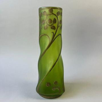 Vaas -  Art Nouveau - Molten glass enamelled vase, decorated