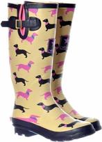 Crèmekleurige rubberen dames regenlaarzen met teckel desi.., Verzenden