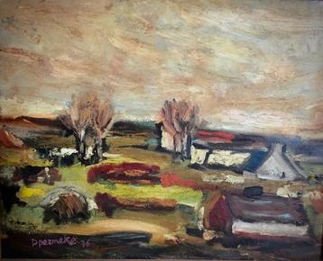 Paul Permeke (1918-1990) - Landschap met huisjes.