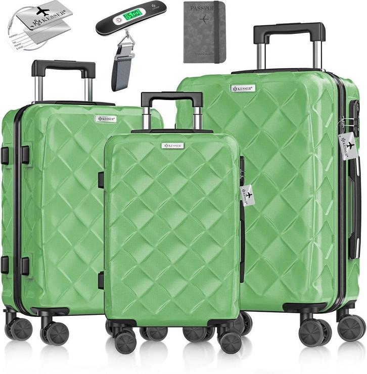 KESSER® Reiskofferset - 3-delig - ABS- Kofferset - Groen, Kleding | Dames, Overige Dameskleding, Verzenden