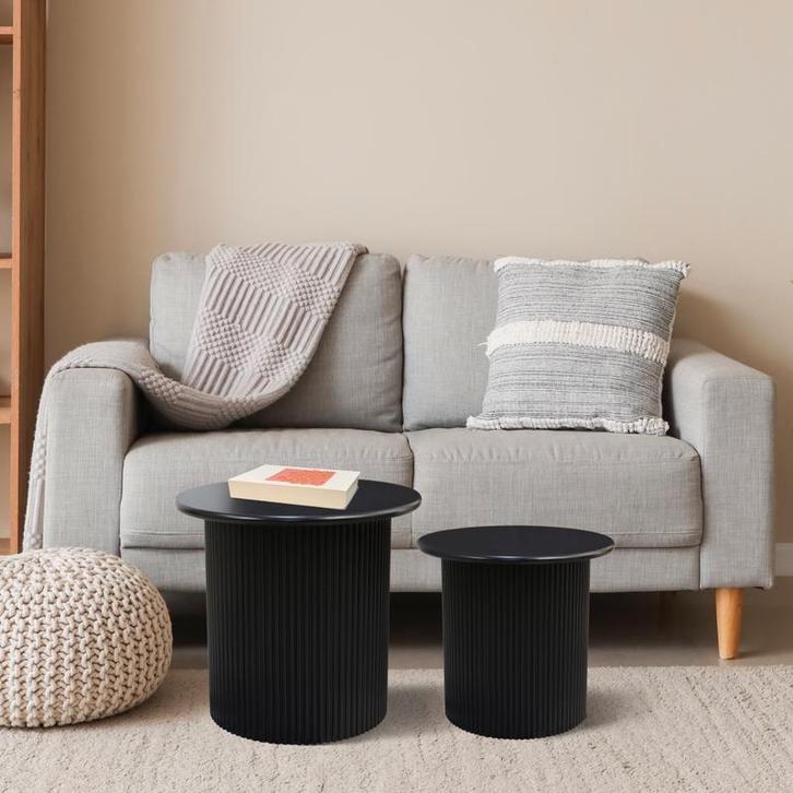 Tables dappoint cannelée - noir - Lot de 2, Huis en Inrichting, Woonaccessoires | Overige, Verzenden