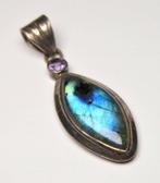 Argent 925 - Labradorite irisée et Améthyste violette -, Collections, Minéraux & Fossiles