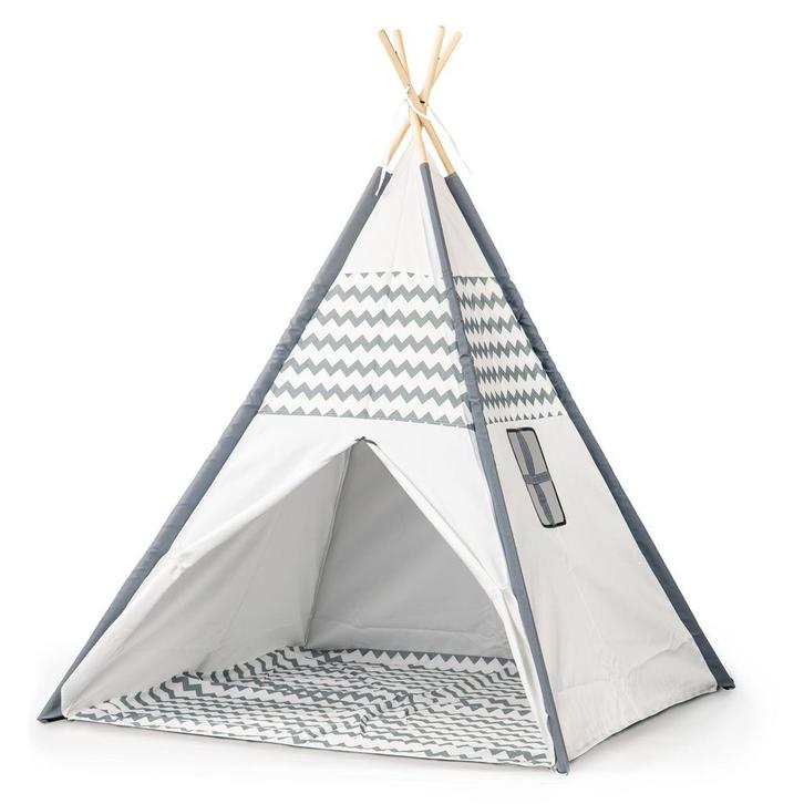 Tipi tent Wigwam grijs golvend motief 100% polyester H160..., Kinderen en Baby's, Speelgoed | Speeltenten, Nieuw, Ophalen of Verzenden