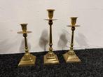 Kandelaar (3) - Verguld messing, Antiek en Kunst