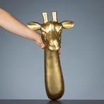 Sculpture, Giraf als wandbord in goudkleur - 500 mm - Résine