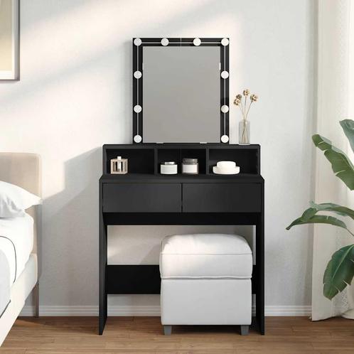 vidaXL Kaptafel met LED 80x41x144,5 cm zwart, Huis en Inrichting, Tafels | Kaptafels, Nieuw, Verzenden