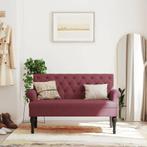 vidaXL Bankje met rugleuning 120x62x75,5 cm stof wijnrood, Verzenden, Nieuw