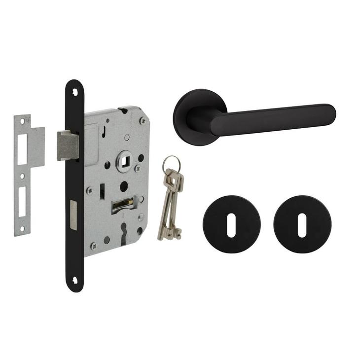 Deurbeslag set met sleutelrozet en deurklink Tondo zwart..., Bricolage & Construction, Serrurerie de bâtiment & Dispositif de fermeture