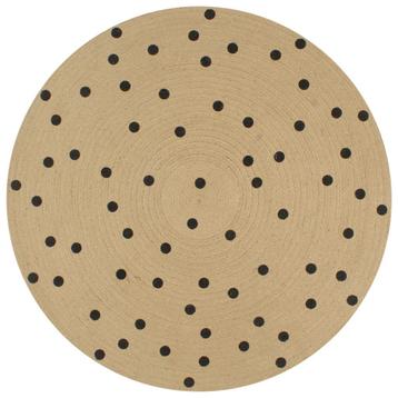vidaXL Vloerkleed handgemaakt met print polkadot 120 cm jute, Verzenden