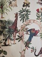 Exclusieve Boheemse stof met gorilla, papegaaien en giraffen, Antiek en Kunst