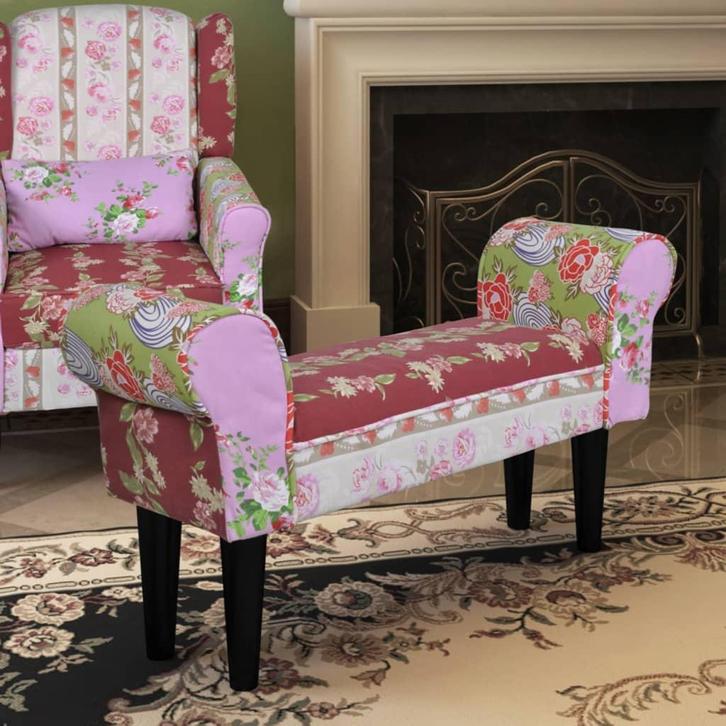 vidaXL Patchwork Bloemen design bankje, Huis en Inrichting, Zetels | Voetbanken en poefs, Nieuw, Verzenden