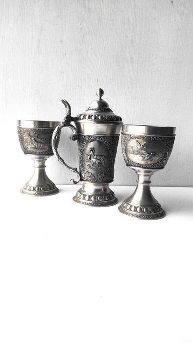 WMF - Kroes (3) - Tin - Beker en 2 jagersbekers, Antiek en Kunst, Curiosa en Brocante