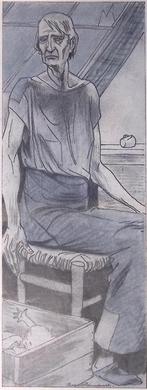 Moeder en kind op spotprent (lijst optie, Lithos), Antiek en Kunst, Verzenden