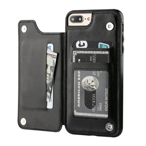 Retro iPhone 5S / SE Leren Flip Case Portefeuille - Wallet, Télécoms, Téléphonie mobile | Housses, Coques & Façades | Apple iPhone