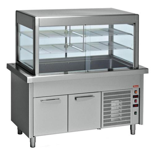Element met kuip + gekoelde vitrine op gekoelde kast 4x GN 1, Zakelijke goederen, Horeca | Keukenapparatuur, Koelen en Vriezen