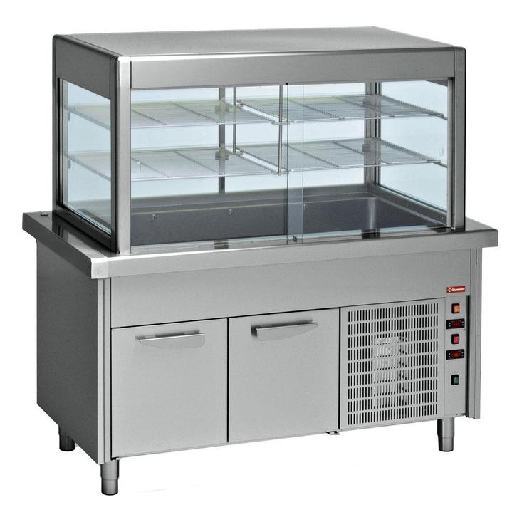 Element met kuip + gekoelde vitrine op gekoelde kast 4x GN 1, Zakelijke goederen, Horeca | Keukenapparatuur, Koelen en Vriezen