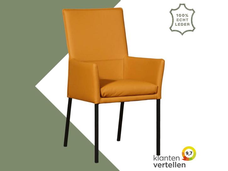 Leren eetkamerstoel Royal - Toledo Leem (geel/bruin) -, Huis en Inrichting, Stoelen, Overige kleuren, Eén, Nieuw, Leer, Ophalen of Verzenden
