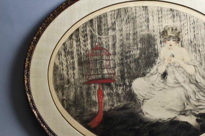 Louis Icart (1888-1950) - La Cage Rouge ( The Red Cage)., Antiek en Kunst, Kunst | Designobjecten