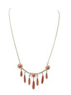 Collier - 18 carats Or jaune, Bronze Corail rouge - Corail