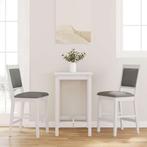 vidaXL Barkrukken met kussens 2 stuks wit massief hout, Huis en Inrichting, Barkrukken, Verzenden, Nieuw