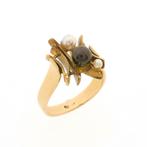 Gouden ring met parels (Tahiti parel, parel ring), 18 tot 19, Goud, Met edelsteen, Gebruikt