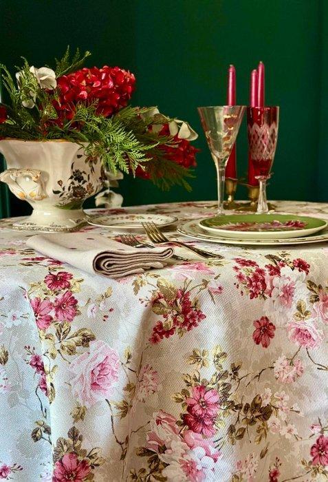 Kleed met romantische bloemenprint in Victoriaanse stijl, Antiek en Kunst, Antiek | Tapijten, Tafelkleden en Textiel