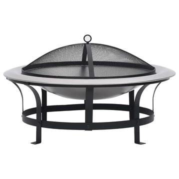vidaXL Tuinvuurplaats met grill 76 cm roestvrij staal, Verzenden, Nieuw