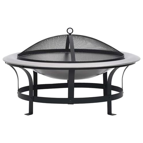 vidaXL Tuinvuurplaats met grill 76 cm roestvrij staal, Huis en Inrichting, Haarden, Nieuw, Verzenden