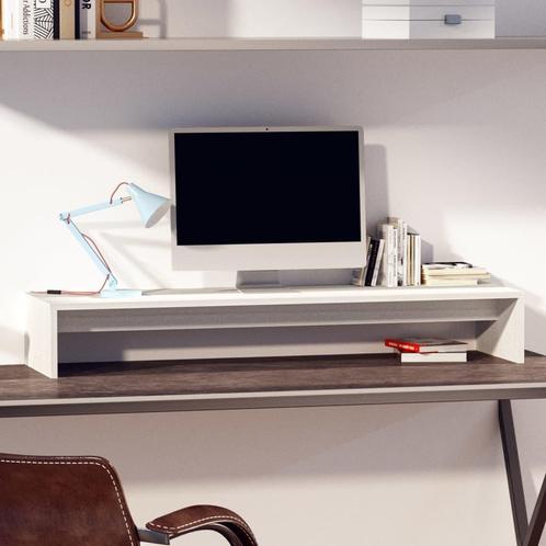 vidaXL Monitorstandaard 100x27x15 cm massief grenenhout wit, Computers en Software, Overige Computers en Software, Nieuw, Verzenden