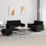 vidaXL 3-delige loungeset met kussens stof zwart, Huis en Inrichting, Zetels | Zetels, Nieuw, Verzenden