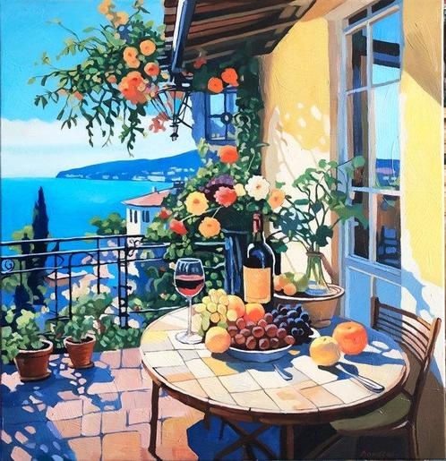 Bondero - Sunny day in Genoa, Antiquités & Art, Art | Peinture | Moderne