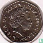 Man (Isle of Man) - Man 50 pence 2000 Christmas 2000, Postzegels en Munten, Verzenden, Overige landen, Losse munt, Goud