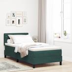 vidaXL Boxspringbed met Matras & LED Donkergroen 90x190 cm, Verzenden, Nieuw