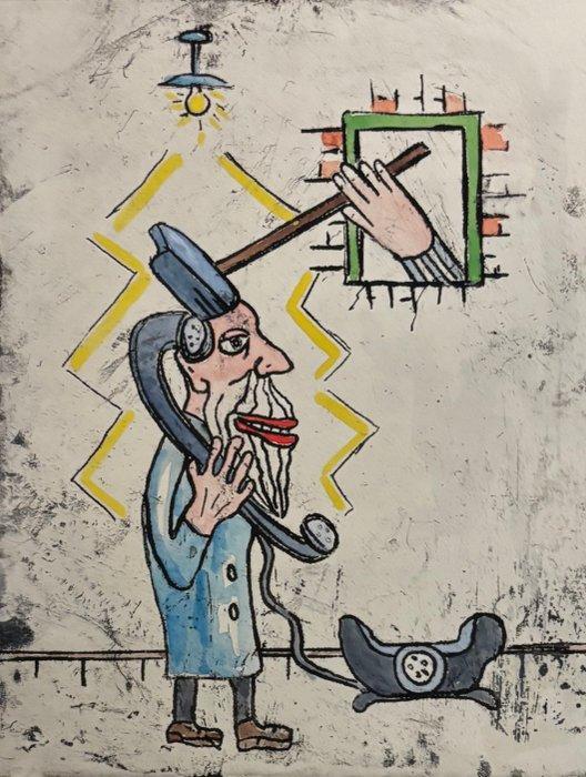 Fred Bervoets (1942) - Zelfportret met hamer, Antiquités & Art, Antiquités | Autres Antiquités