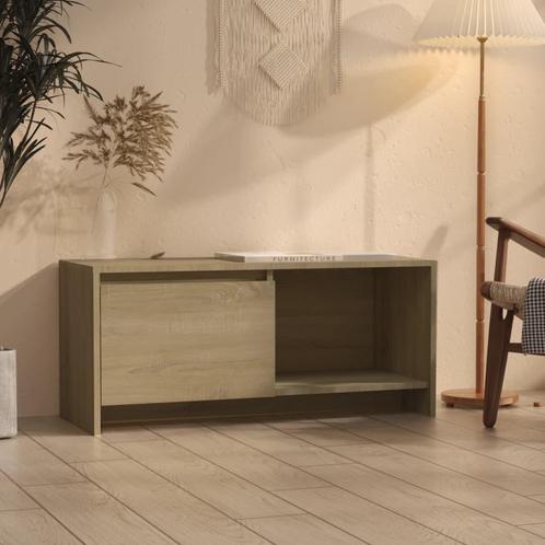 vidaXL Tv-meubel 90x35x40 cm bewerkt hout sonoma, Maison & Meubles, Armoires | Mobilier de télévision, Envoi