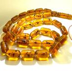 Exclusive Tesbih-gebedssnoer met amber kralen met insecten,, Nieuw