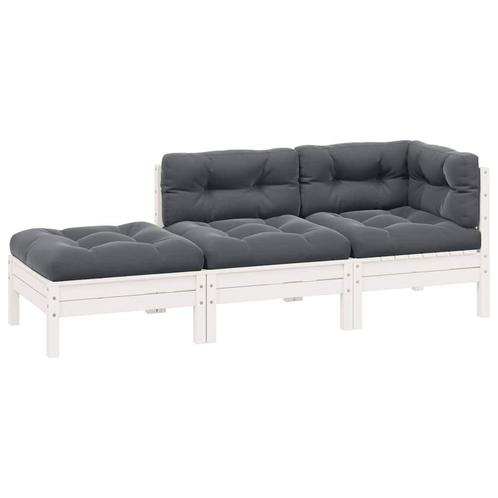 Witte Loungeset Grenen - | Tweede Kansje | OP = OP, Tuin en Terras, Tuinsets en Loungesets, Nieuw, Hout, Loungeset, 3 zitplaatsen