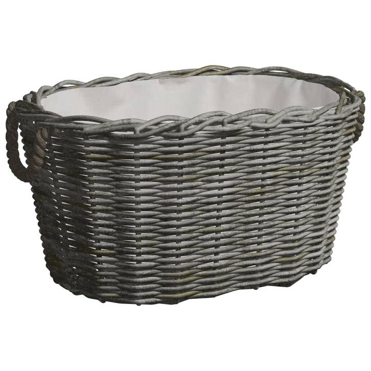 vidaXL Houtmand met handvatten 59x42x28 cm wilgenhout grijs, Tuin en Terras, Brandhout, Verzenden
