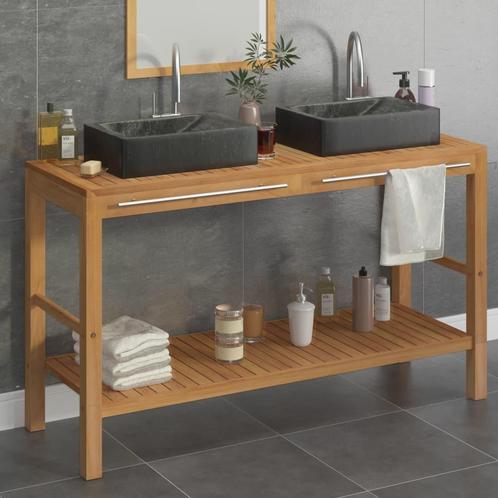 vidaXL Armoire de toilette en teck solide avec lavabos, Maison & Meubles, Tables | Coiffeuses, Neuf, Envoi