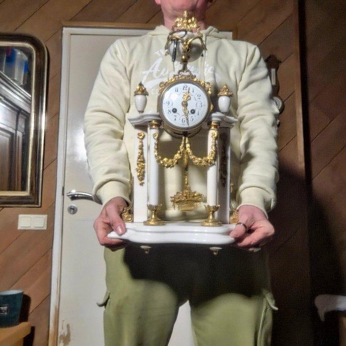 Pendule portique Empire Bronze, Marbre, Verre - 1850-1900 -, Antiek en Kunst, Antiek | Klokken