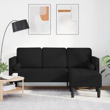 vidaXL 3-zits L-vormige sofa zwart 160 cm stof, Verzenden