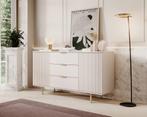 Meubella Dressoir Nicola beige goud 150 cm, Verzenden, Nieuw, 25 tot 50 cm, 150 tot 200 cm