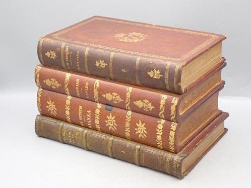 Carafe - Liqueur set hidden in faux books - Bois, Verre, Antiek en Kunst, Antiek | Overige Antiek