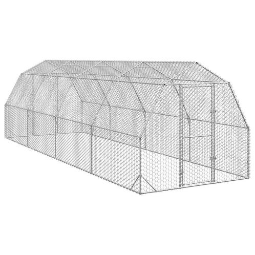 vidaXL Kippenren 2,5x8x2,25 m gegalvaniseerd staal, Dieren en Toebehoren, Knaagdieren en Konijnen | Hokken en Kooien, Nieuw, Verzenden